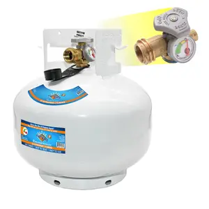 Flame King 11LB EMPTY Propane Tank Squatty Low Profile LP Cylinder with Type 1 OPD Valve & Built-In Gauge