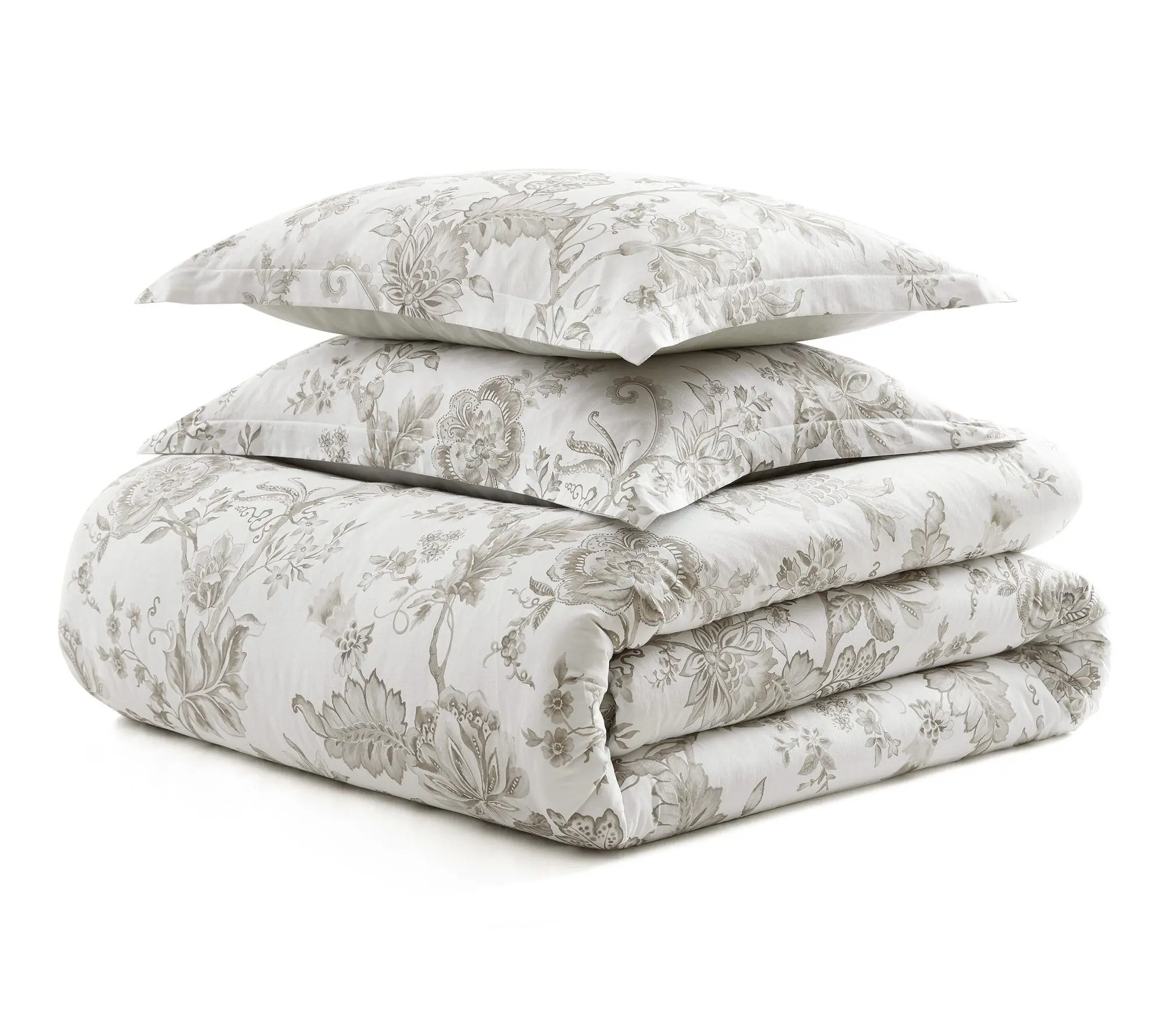 Martha Stewart Avery Floral Grey Cotton Twin Comforter Set