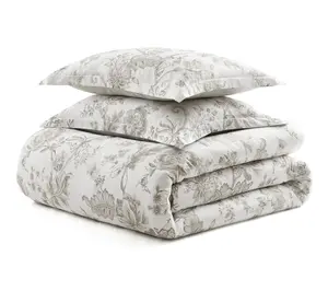 Martha Stewart Avery Floral Grey Cotton Twin Comforter Set