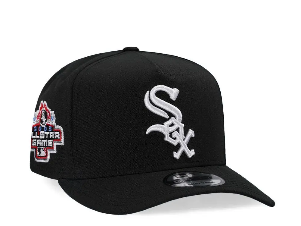 New Era 9Fifty Chicago White Sox Fashion Snapback Hat with Flat Brim and Embroidered Logo, Adjustable Fit - Black/White 11591069