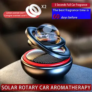 Solar-Powered Rotatable Rechargeable Air Purifier for Car, Automatic Rotating Decorative Accessory for Interior Dashboard, Car Aroma Diffuser