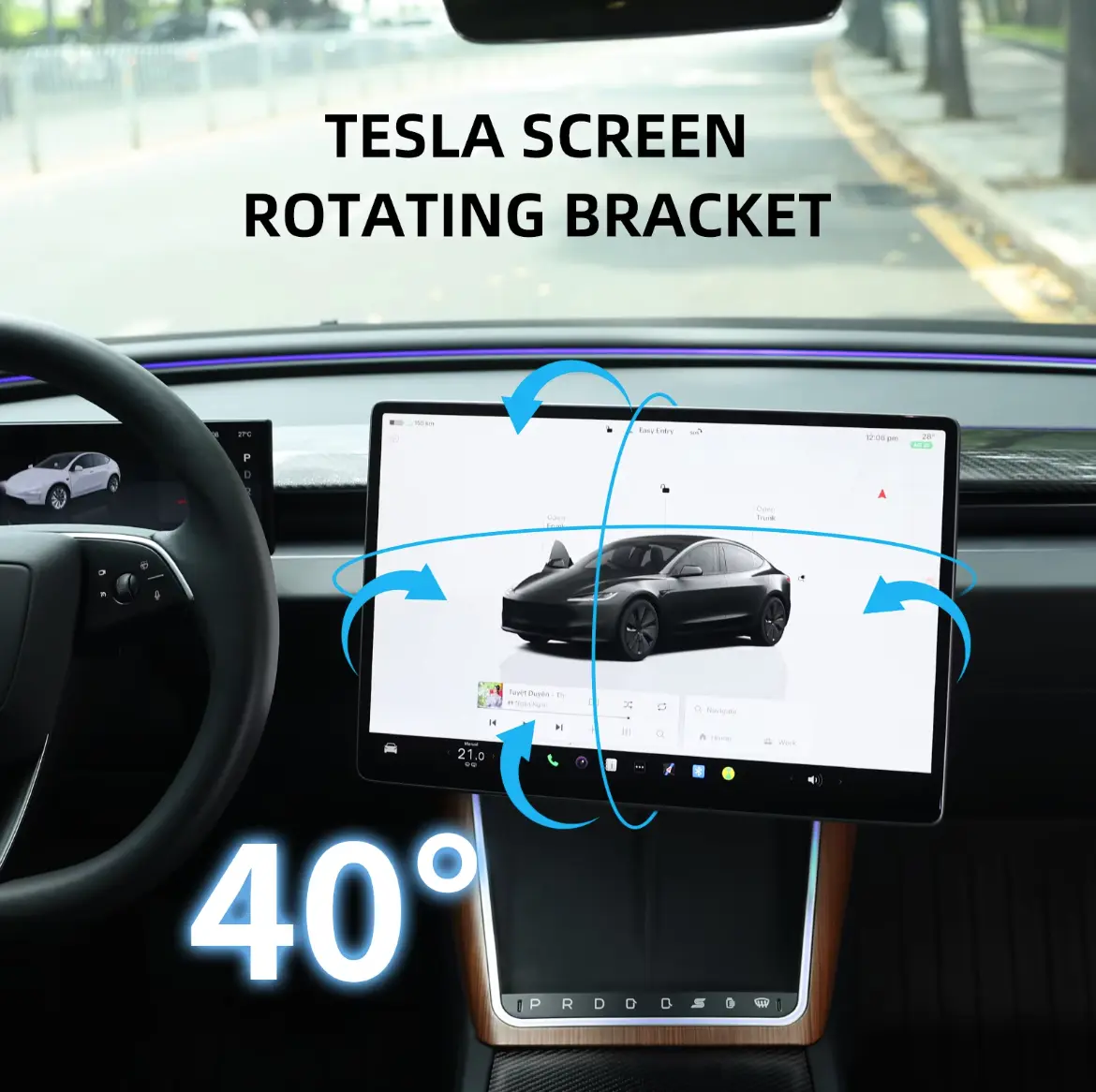 Tesla Model 3/Y Screen Tilt Bracket | 4-Way Adjustable Swivel Mount