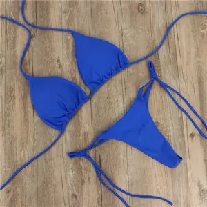 ,2026 New Triangle Thong Bikini Set – Padded Two-Piece Swimsuit (With Bonus Anklet Gift)