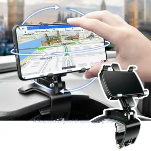 Mobile Phone Holder Dashboard Car Mount Dash 360° Rotation Stand Cradle Panel Multi-Functional Universal GPS Bracket Holder Clip