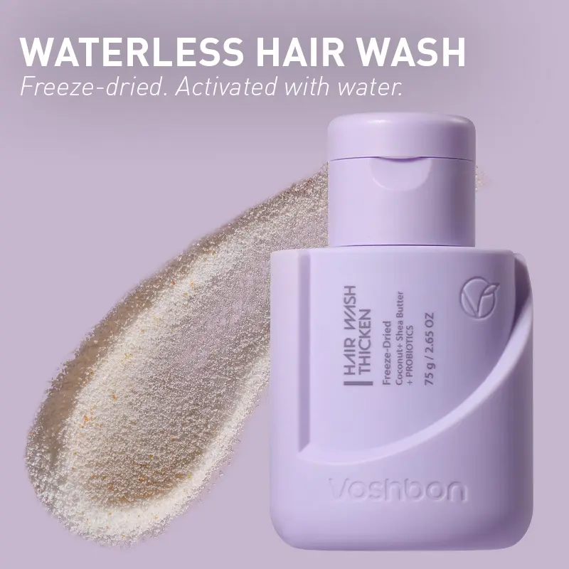VOSHBON Thicken Freeze-Dried Hair Wash | Volume Boost Shampoo for Fine Hair | Travel Essentials TSA Approved | Probiotic Scalp Care & Hair Growth