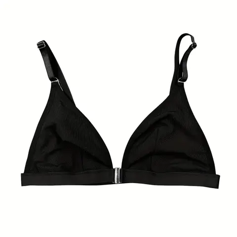 Women's Solid Color Buckle Front Ruched Soft Breathable Bra Lingerie Top, Casual Comfortable Breathable for Daily Wear, Women's Lingerie for All Seasons, Casual Comfy Bras, No Underwire Bra