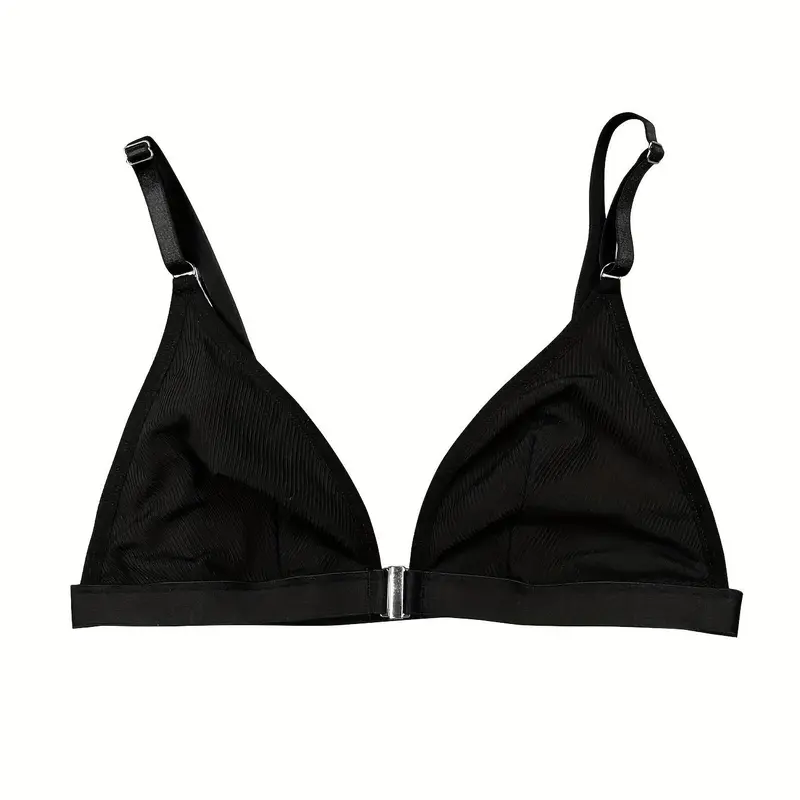 Women's Solid Color Buckle Front Ruched Soft Breathable Bra Lingerie Top, Casual Comfortable Breathable for Daily Wear, Women's Lingerie for All Seasons, Casual Comfy Bras, No Underwire Bra