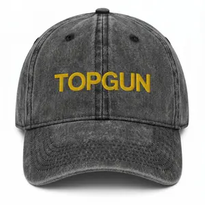 Top Gun Embroidered Vintage Washed Dad Hat, Top Gun Baseball Cap, Retro Pilot Hat, Unisex Adjustable Cap