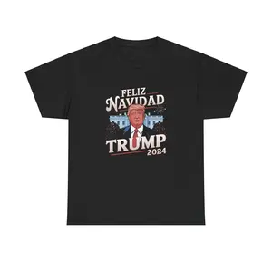 Feliz Navidad Trump 2024 Christmas Tee, Holiday Party Shirt, Political Xmas Gift, Unisex Cotton Tshirt, Festive Tee, Funny Graphic Shirt