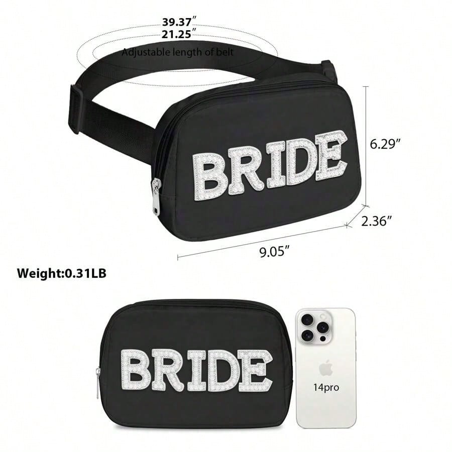 Bride Gifts, Bachelorette Gifts Bride Fanny Pack, Bride To Be Gifts Wedding Day Bachelorette Party Engagement Honeymoon, Pearl Bride Belt Bag White