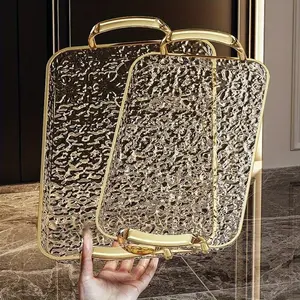 3 Piece Set Transparent Trays with Edges, Pet Material, Handles Included, Ideal for Fruit, Snacks, Desserts, Party & Holiday Use