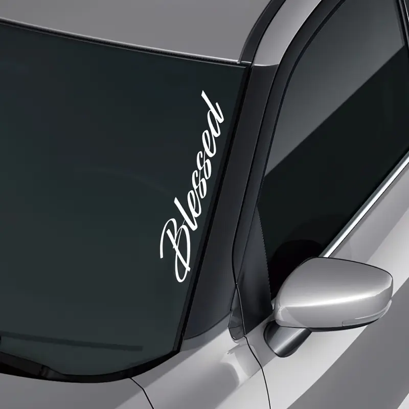 Blessing English Windshield Sticker - Durable EVA Material，Exterior Car Decoration