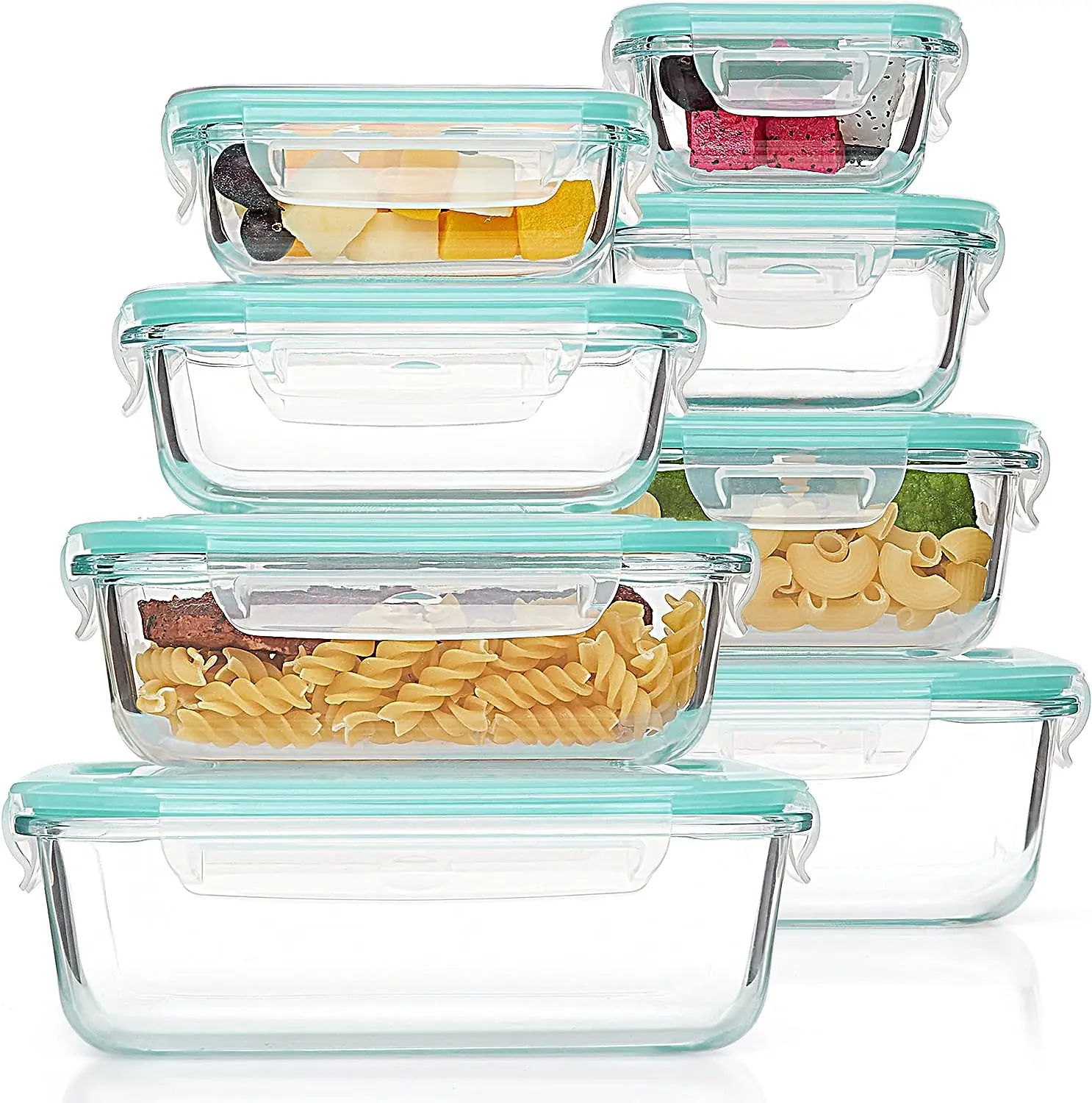 8 pack galss food storage contaniners lids glass meal prep  contaniners  BPA Free Dish kitchen