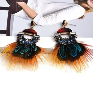 Nickel-Free Feather Statement Earrings for Women