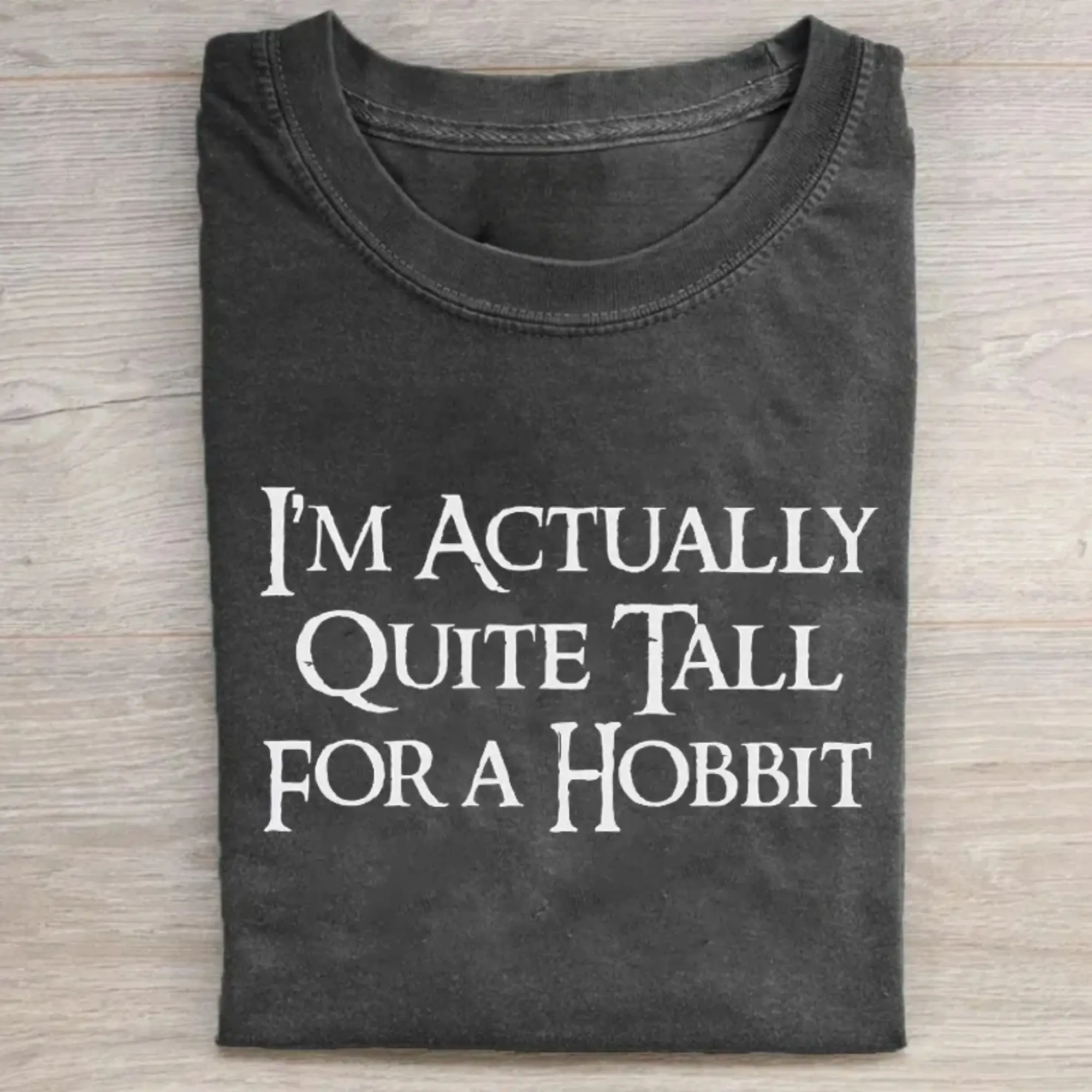 JRR Tolkien Vintage I'm Actually Quite Tall for a Hobbit Graphic Tee Ver 2 - The Lord of The Rings Movie Shirt - Casual Crewneck Tee for Men