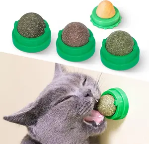 Catnip toy balls 4pcs extra cat energy balls pure natural no additives Not addictive safe and edible cat licking silver vine toys healthy cat teeth cleaning chew toys cat wall snacks concentrated flavors suitable for all breeds of cats