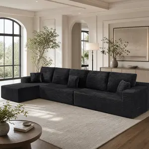 164'' Oversized Cloud Couch for Living Room, L-Shape Corduroy Sectional Sofa with Deep Seating & Left Chaise, No Assembly Required Modular Boneless Sofa, Cozy Comfy Couch for Apartment, Modern Furniture for Small Spaces l-shaped