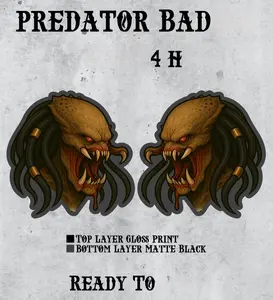 RTS Predator FULL COLOR car badges - Ready to Ship 2-Pack 3.7x4 Inches Hybrid Style Badges with Full Color Top Layer and Matte Black Bottom Layer
