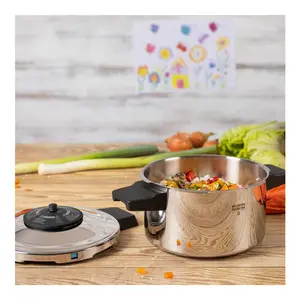 Duromatic Classic Neo Side Handle Model Superthermic Sandwich Base Pressure Cooker Swiss Made Energy Saving Stainless Steel