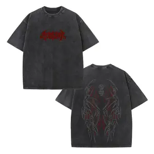 Berserk Guts Graphic Oversized T-Shirt Unisex, Vintage Washed Distressed Crew Neck Tee, Retro Dark Fantasy Streetwear Casual Top, Manga Aesthetic Fashion for Men Women, Outdoor Daily Wear