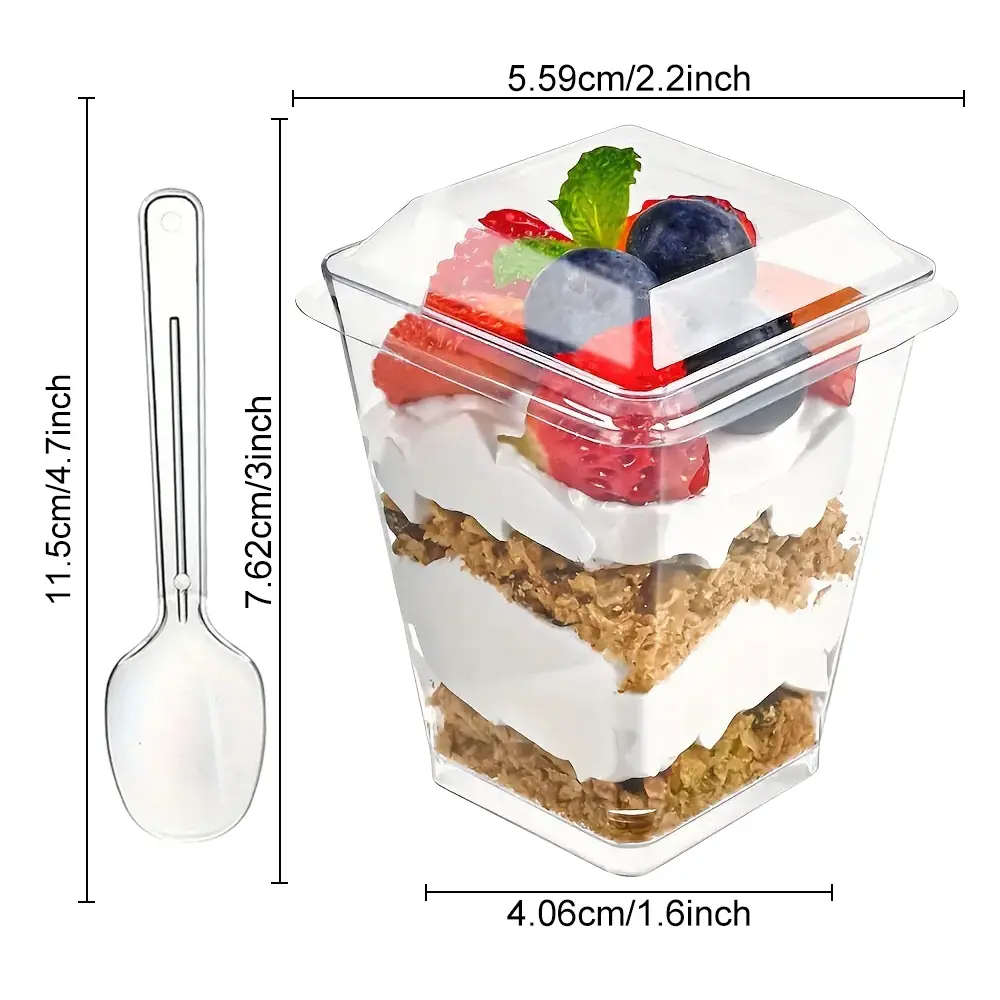 5/8oz Plastic Dessert Cup with Lid & Spoon Set