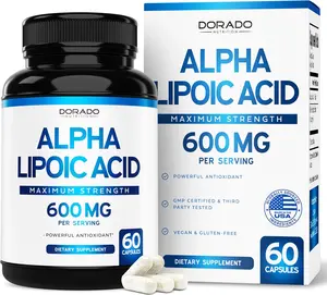 Alpha Lipoic Acid 600mg per Serving 60 Capsules - Potent Antioxidant for Neuropathy and Cardiovascular Health (ALA Supplement) - Third Party Tested, Non-GMO, Gluten Free, Vegan & USA Made