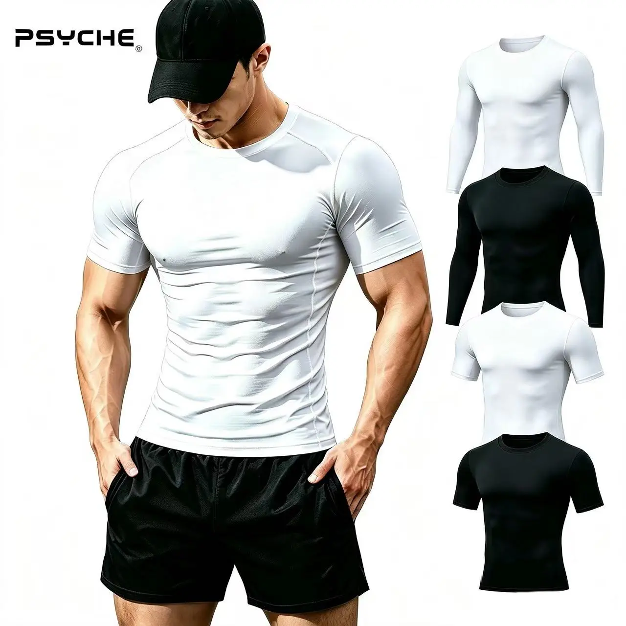 PSYCHE Compression Pants Shirt Sports Shorts Shorts Casual Sports Pants For Gym Workout Running Men's Sport & Outdoor Basketball Base Laye