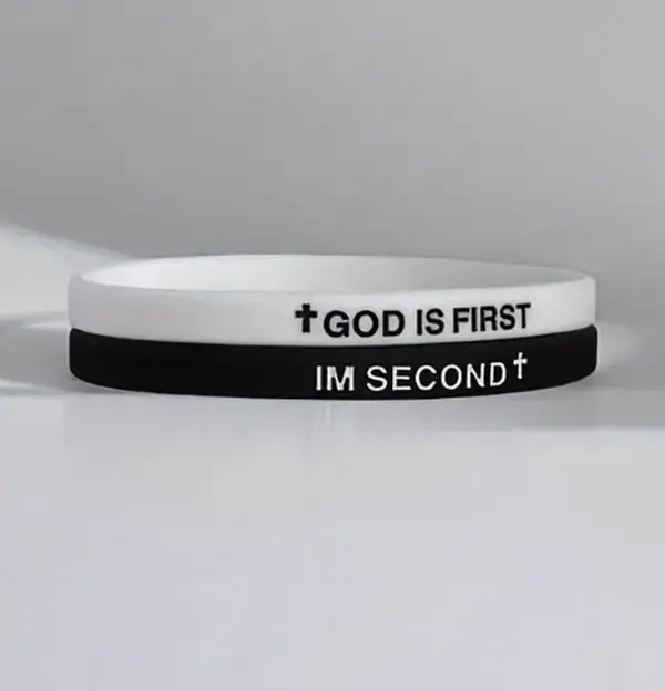 2 Pack- GOD IS FIRST BRACELET (Set of 2 Bracelets) Christian Beliefs Devotion Inspiring Message Bible Verse Design bracelets for women