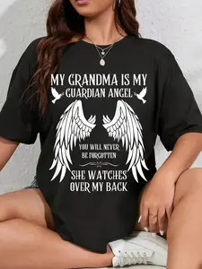 100% Cotton My Grandma is My Guardian Angel In Heaven Memory Memorial T-Shirt
