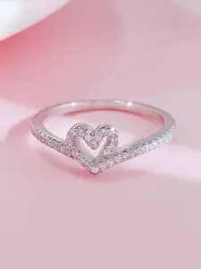 Elegant S925 Silver Heart Ring with Cubic Zirconia, Fashionable Engagement Jewelry, Perfect for Parties & Daily Wear