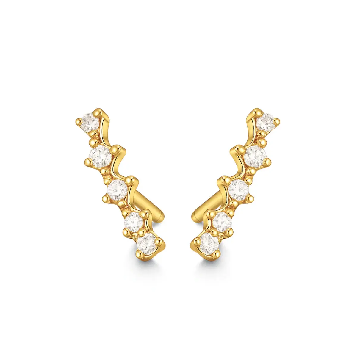 Lolita Climber Stud Earring for Women, Hypoallergenic Stainless Steel with 12mm Water-Resistant Cubic Zirconia, Post Back Closure, 12 Mm, Climber Shape, Stud Earrings, Female