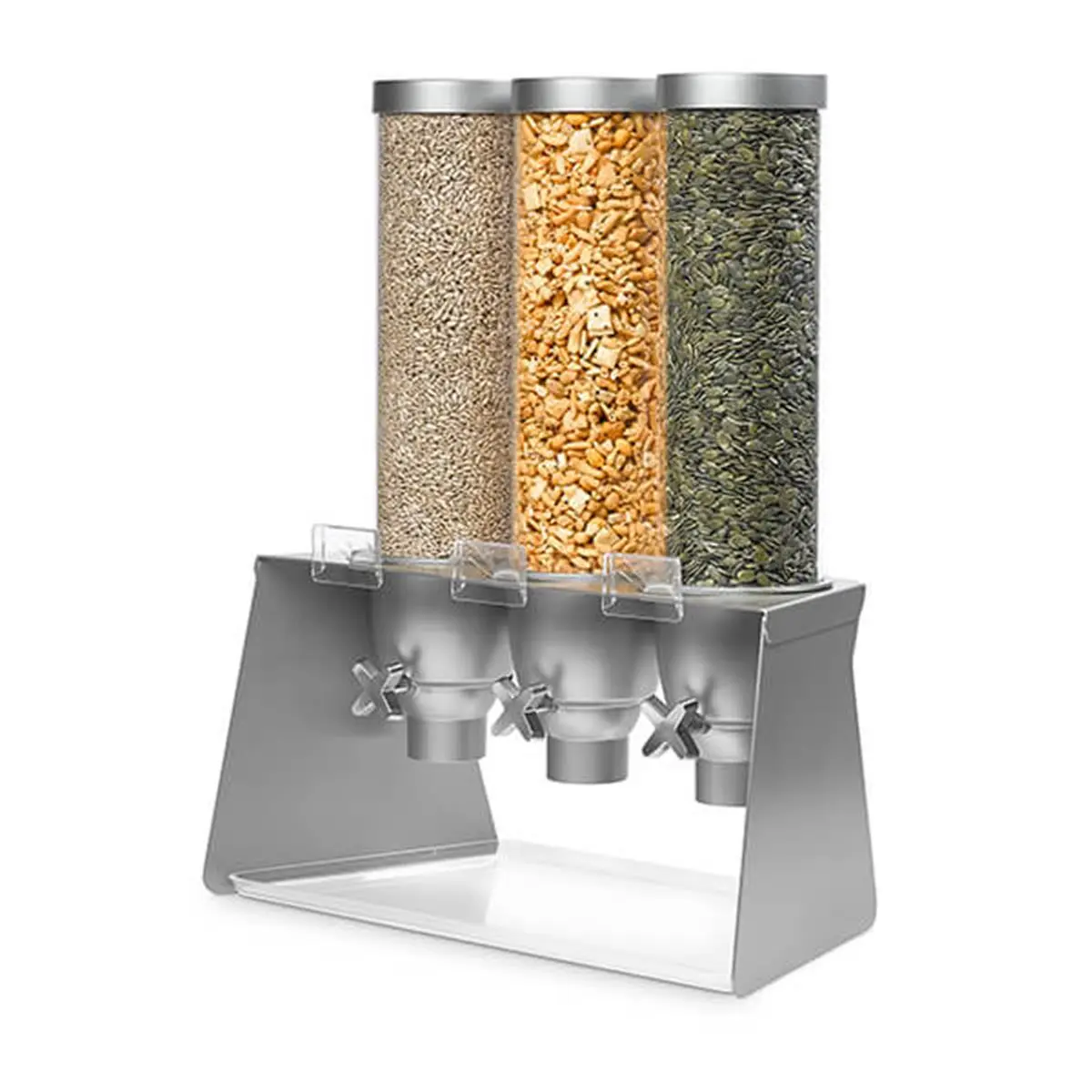 Rosseto EZ564 EZ - Serv Three Container Table Top Dispenser with Grey Metal Stand