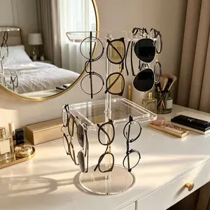 Modern Acrylic Transparent Fashion Eyewear Frame, Single/layer Detachable Square Display Stand, Ideal for Glasses Storage Organiser and Home Decor