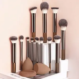 12-Piece Long Handle Makeup Brush & Powder Puff Set for Beginners – Includes 3 Sponges, Perfect for Travel, Home & Daily Use, Ideal Gift for Women, Girlfriend, or Daughter for Holidays & Special Occasions