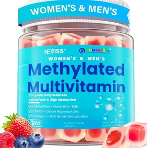 Methylated Multivitamin for Women & Men Gummies w/ Omega-3, Calcium, D3 K2, Methylfolate & B12, TMG, Daily Vitamin A, C, E, B Complex, Magnesium, CoQ10, Probiotic for Overall Health- Vegan, Sugar Free