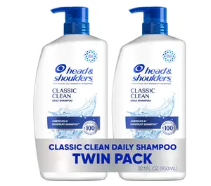 Head & Shoulders Classic Clean Dandruff Shampoo Twin Pack, Anti-Dandruff Daily Use, Paraben-Free, Color-Safe, 32.1 Fl Oz Each (Set of 2)
