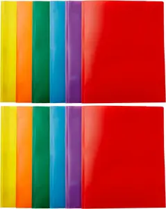Heavy Duty Plastic Folders with 2 Pockets for Letter Size Paper, Pack of 12, Assorted Color