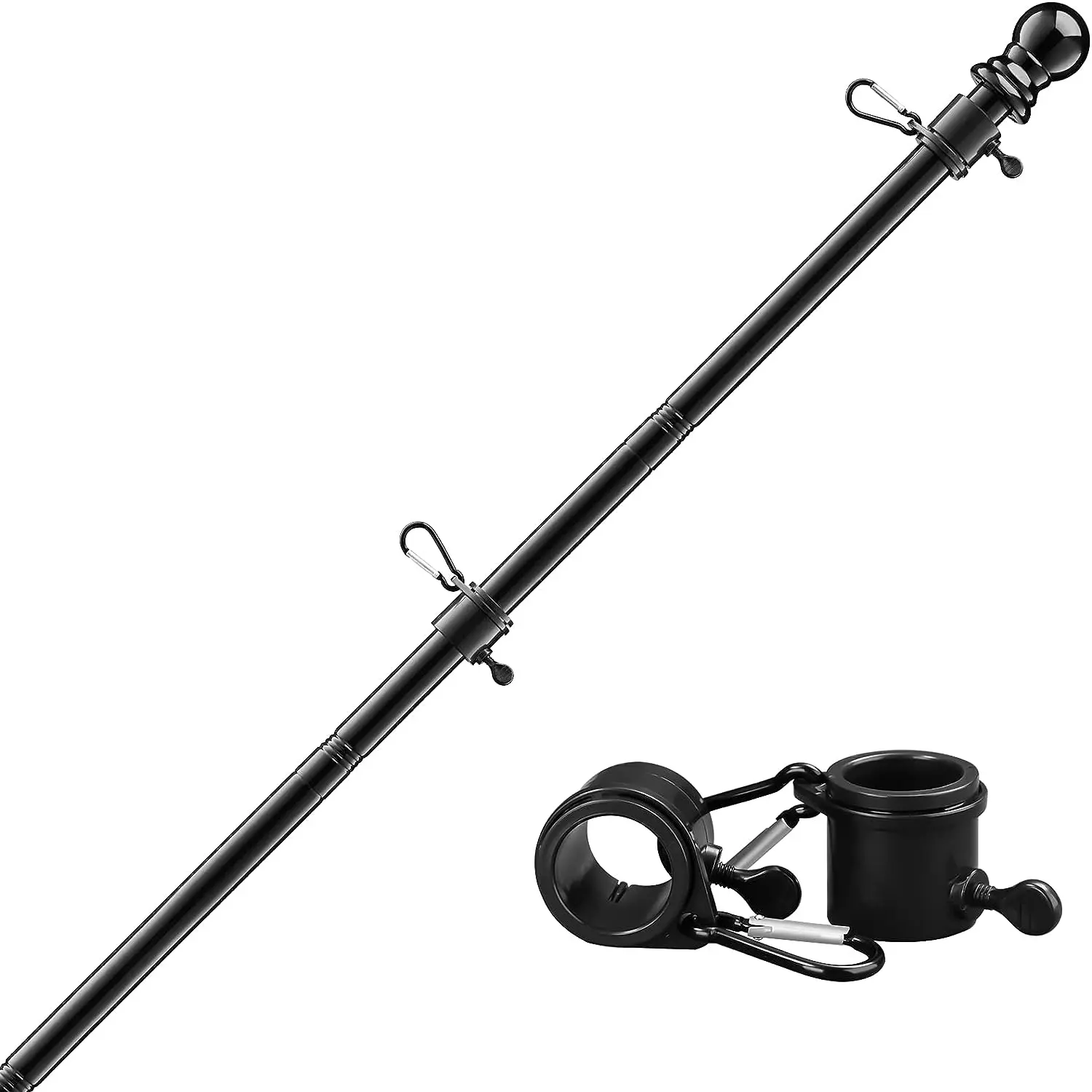 6FT Heavy Duty Stainless Steel Flag Pole with Flagpole Rings for House, Rustproof Outdoor Wall Mount Flagpole for Porch & Yd, No Bracket Included (Home & Garden Decor)