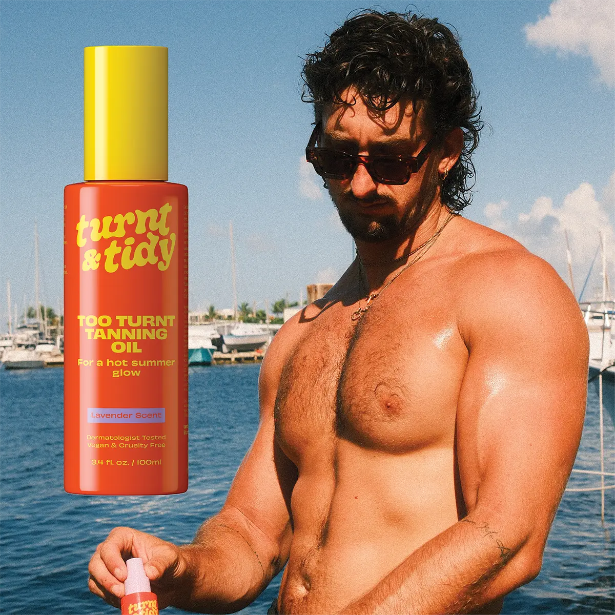 Turnt&Tidy Too Turnt Tanning Oil by Too Turnt Tony – Glossy Tanning Body Oil for a Deeper, Luminous Glow – Hydrates & Conditions Skin – Lavender Scent – Dermatologist Tested