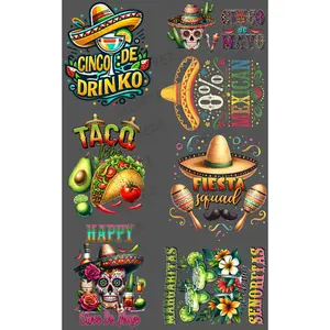 CINCO DE MAYO (2) PREMADE GANGSHEET  - 22X36 DTF TRANSFERS - DIRECT TO FILM