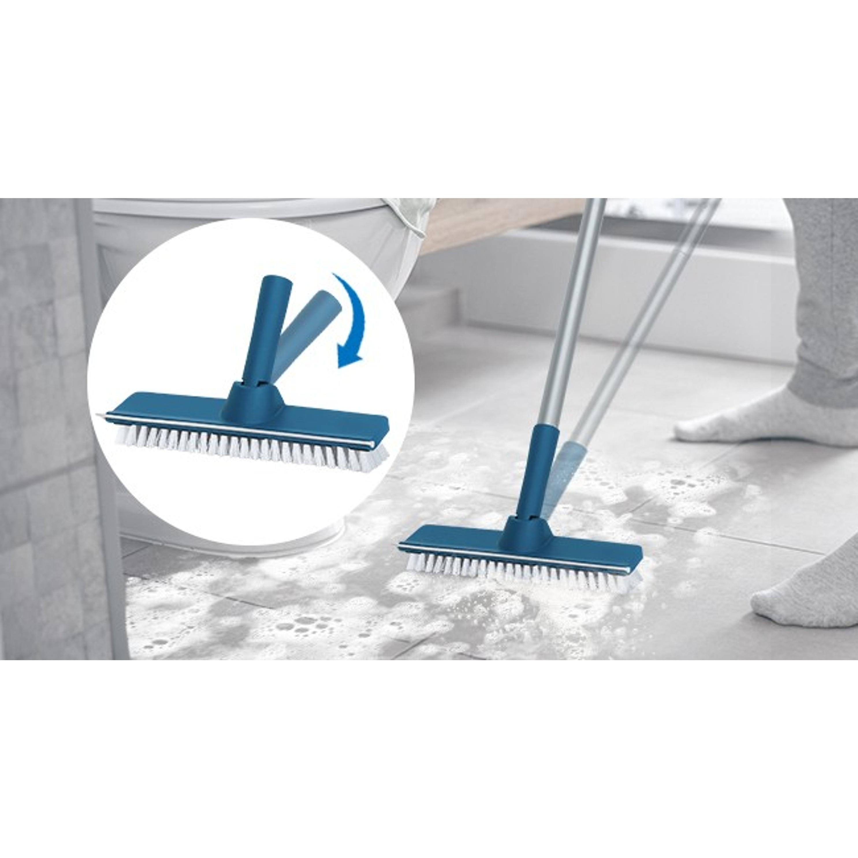 Collapsible Mop and Bucket Set with Scrub Mop and Brush, Tile Laminate Hardwood Floor Brush and Flat Mops for Floor Cleaning, Foldable Bucket with Washable Microfiber Mop(Blue)