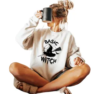 Basic Witch Sweatshirt, Aesthetic Halloween Shirt, Spooky Season Shirt For Women, Creepy Witch Baby Tee, Thanksgiving Day Gifts