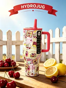 HydroJug 40oz Water Bottle With Flip Straw And Carry Handle, Leakproof And Durable, Aesthetic Water Bottle, Insulated Cup, Trendy Tumbler, Viral Water Jug | Perfect For School, Sports, Lunch, Travel, Camping And Farmers Markets