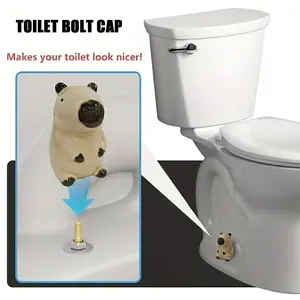 2026 Frog and Capybara Toilet Bolt Covers Decorative Bathroom Floor Screw Caps Easy Install Cute Animal Statues Home Decor