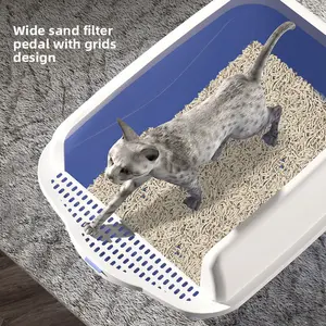 Large Semi-Enclosed Elevated Anti-Splash Cat Litter Box with Scoop