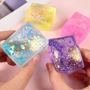 Squishy Maltose Simulated Tofu Sequin Ice Cubes Stress Relief Slow Rebound Squeeze Toys Anti Stress Sensory Fidget Toys Adults