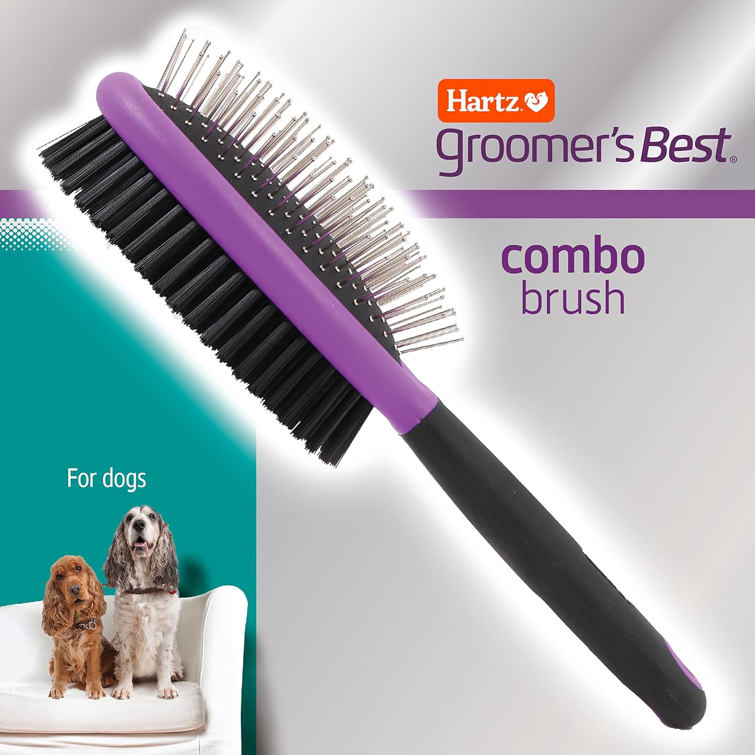 Groomer's Best Combo Dog Brush Multi-Colored Dual-Function with Stainless-Steel Tips & Nylon Bristles for Healthy Coat Gentle Care Shiny Coats Groomer's Best Combo Dog Brush Multi-Colored Dual-Function with Stainless-Steel Tips & Nylon Bristles for Healthy Coat Gentle Care Shiny Coats