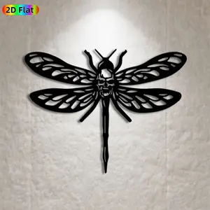 1pc Skull Dragonfly Metal Wall Art, Edgy Skull Dragonfly Statue Mural, Ideal Gift for Halloween, Day of the Dead, Gothic Decor Enthusiasts,  Wall Sculptures, Perfect for Outdoor Fence & Indoor Accent Wall Gothic Art Enthusiasts