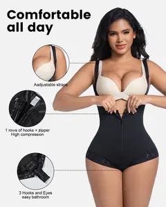 GROW LOOP Faja Shapewear for Women Full Body Waist Trainer Tummy Control Body Shaper High Compression Waist Cincher Corset Open Crotch Adjustable Straps Lace Hem Slimming Wear Black Nude Minimalist