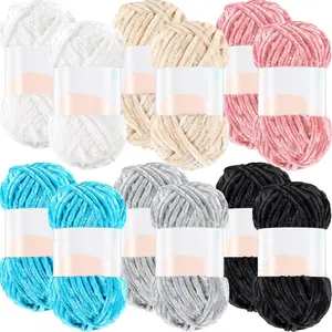 12 Skeins 1116 Yards Chenille  Soft Thick Plush Yarn Bulk for Crocheting Knitting  Blanket DIY Weaving Craft, 6mm, 3.5 Oz/Skein(Multi Colors)